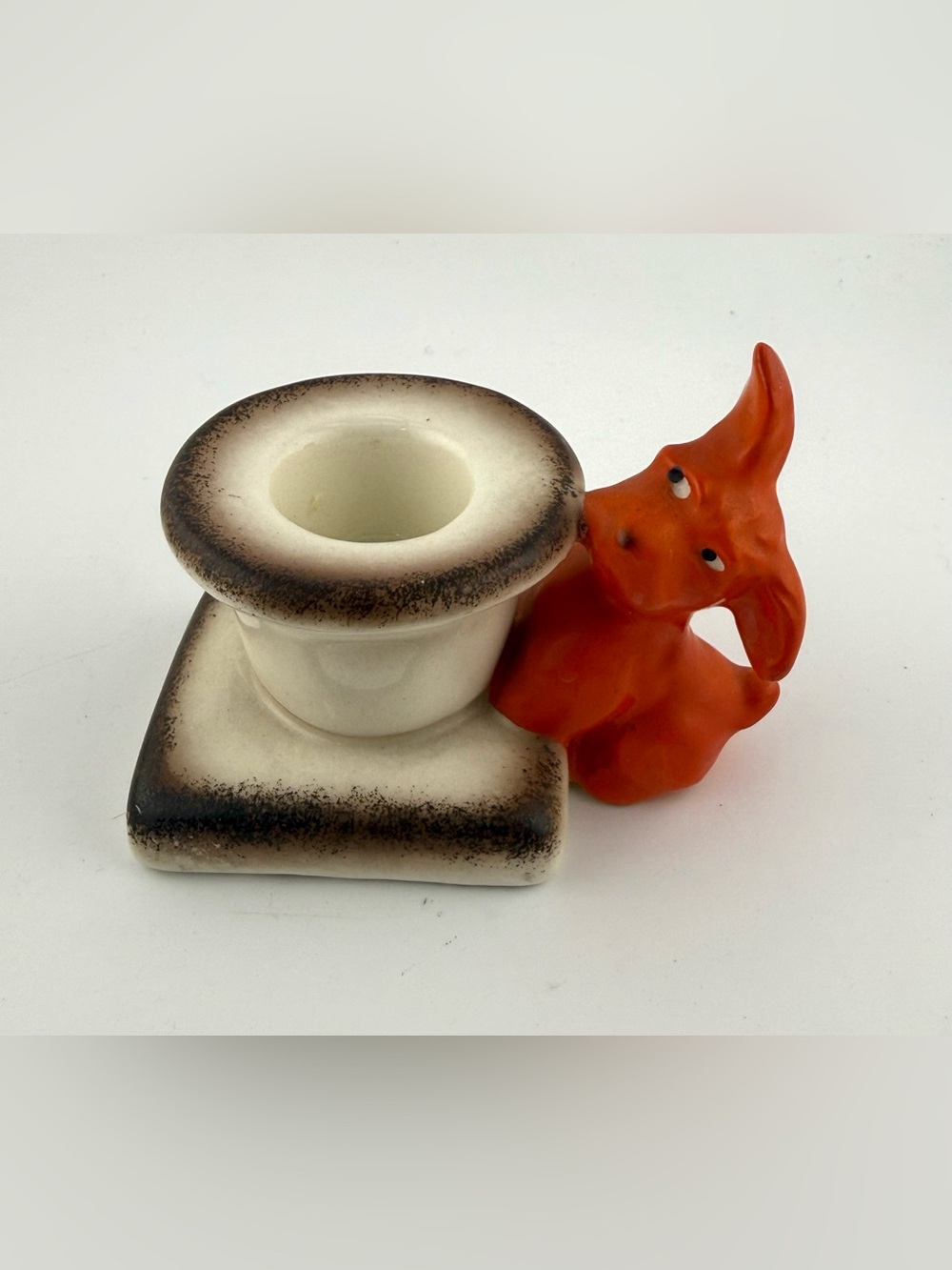 Vintage Goebel orange dog candle holder